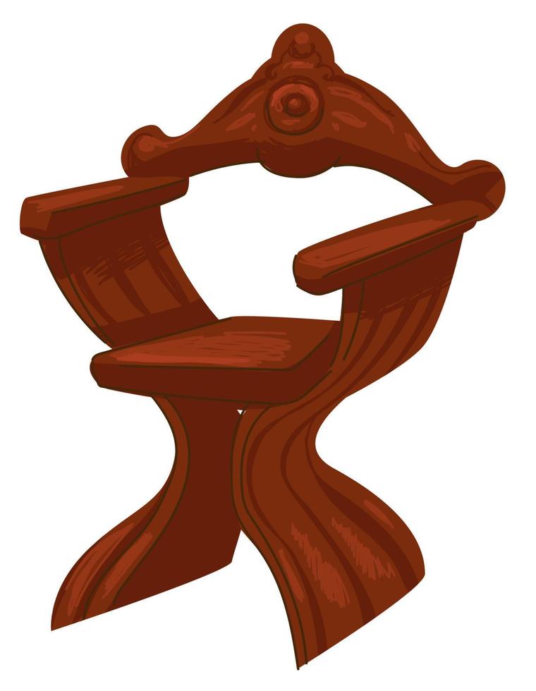 silla de madera medieval, vector de sillón de castaño