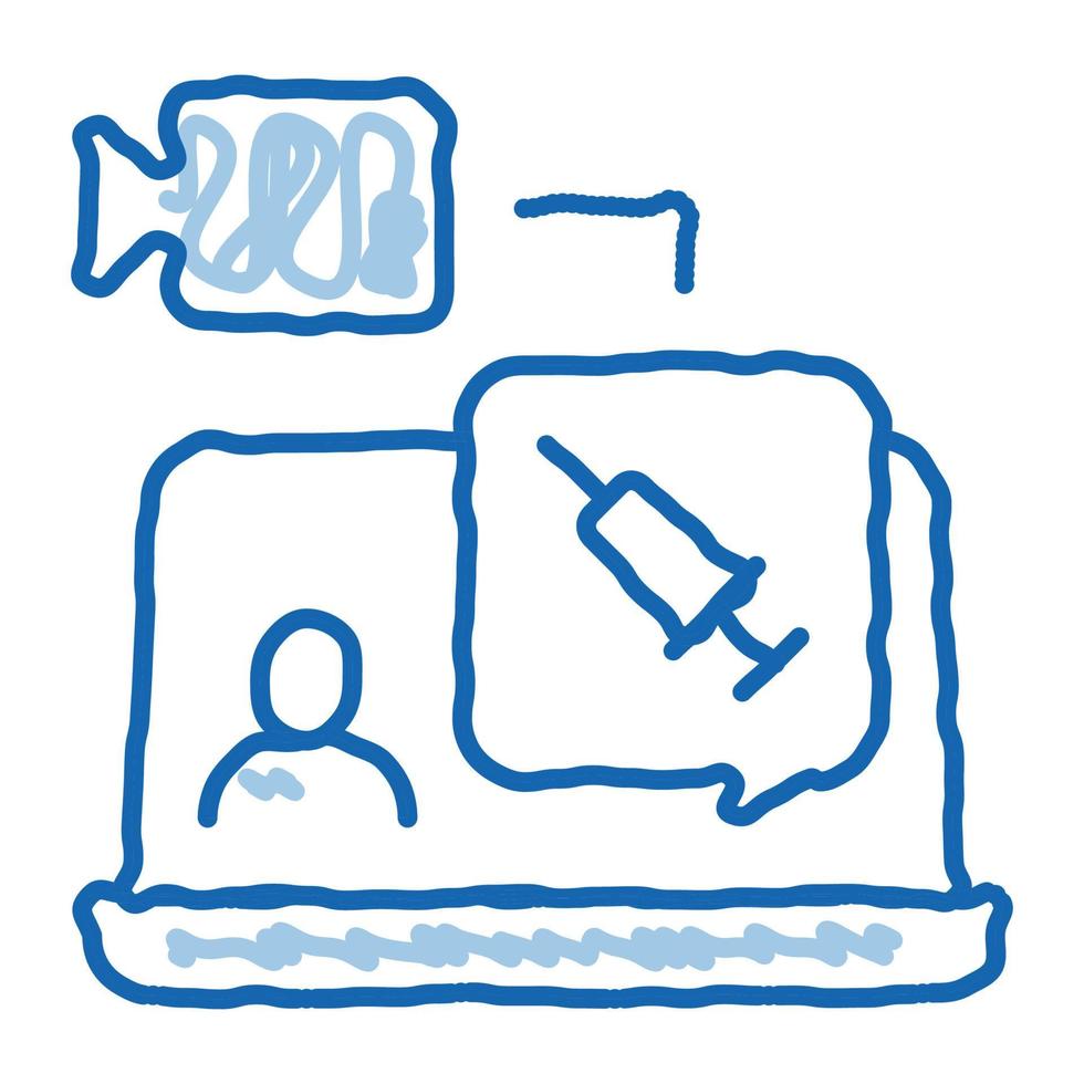 syringe video control doodle icon hand drawn illustration vector