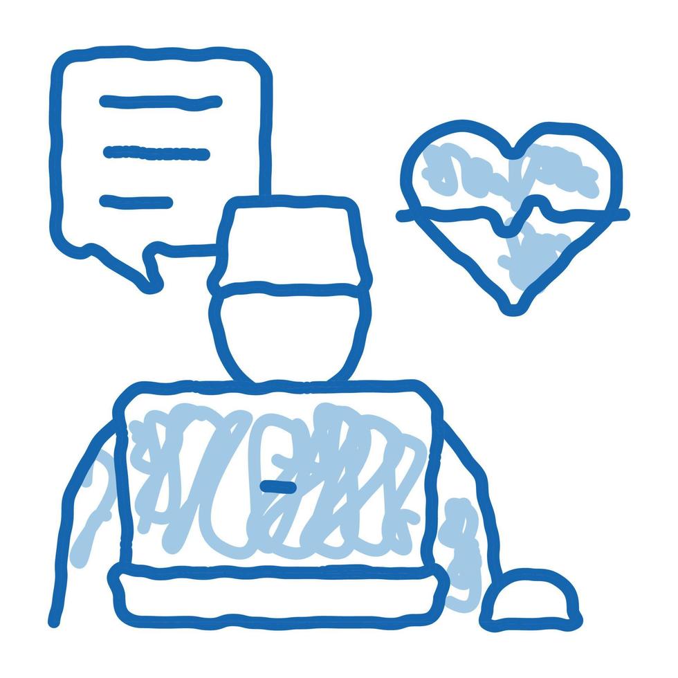 doctor chatting with patient doodle icon hand drawn illustration vector