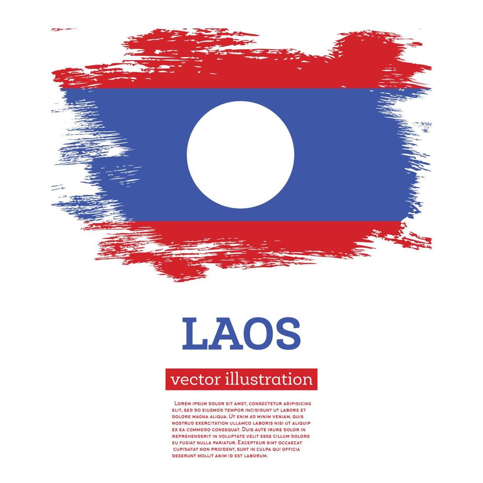 Laos Flag with Brush Strokes. Independence Day. vector