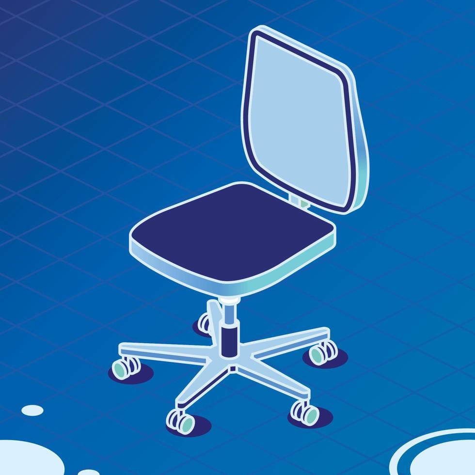 Isometric Office Chair on Wheels. Desk Chair Icon. Furniture for Interior. vector