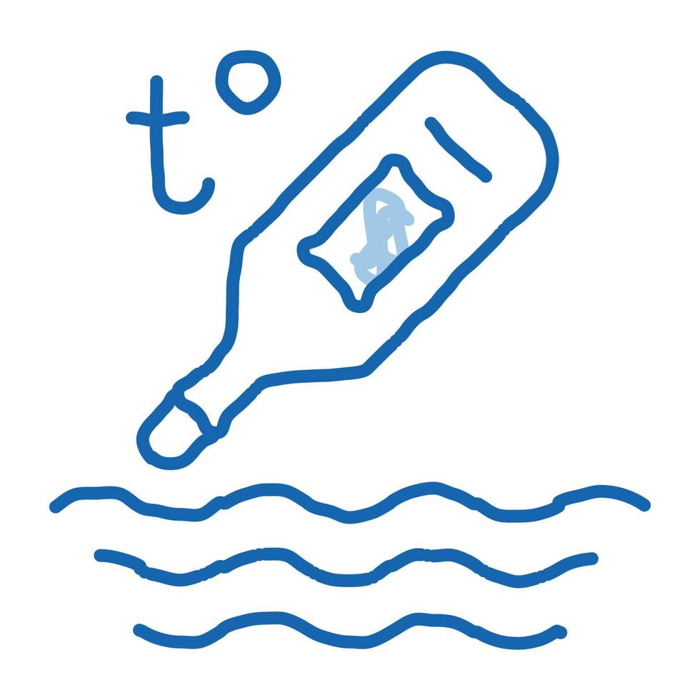 termómetro de agua doodle icono dibujado a mano ilustración vector