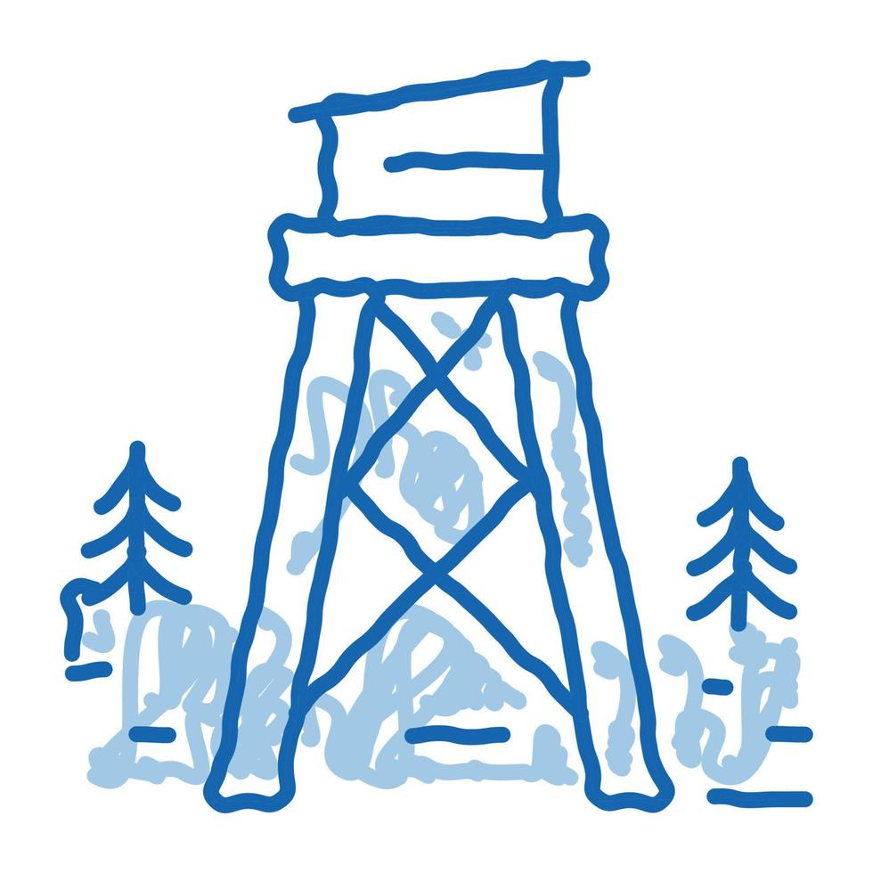 rescate bosque torre doodle icono dibujado a mano ilustración vector