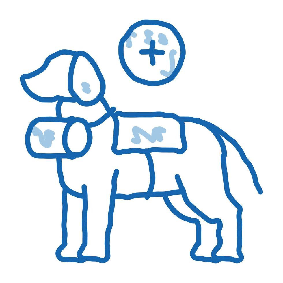 rescue dog doodle icon hand drawn illustration vector