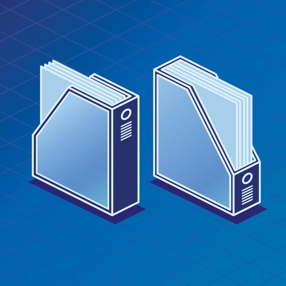 Isometric Vertical Paper Trays. Vector Illustration.