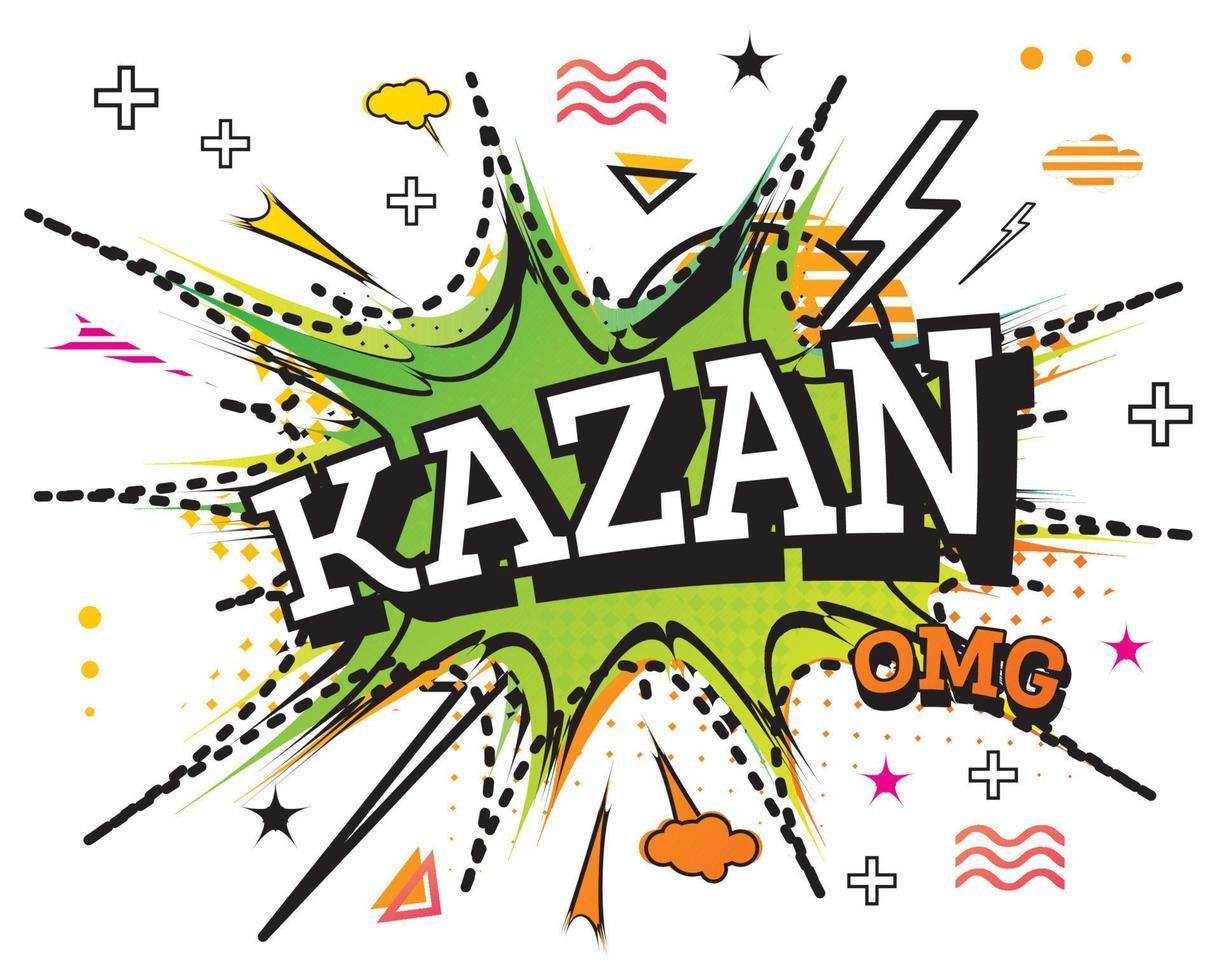 texto cómico de kazan en estilo pop art aislado sobre fondo blanco. vector