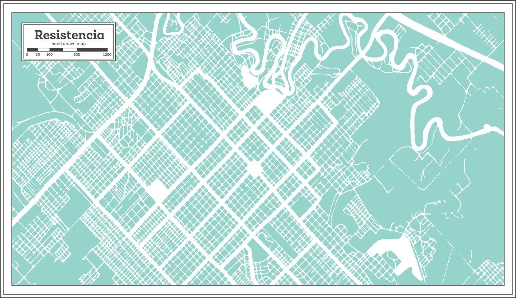 Resistencia Argentina City Map in Retro Style. Outline Map. vector