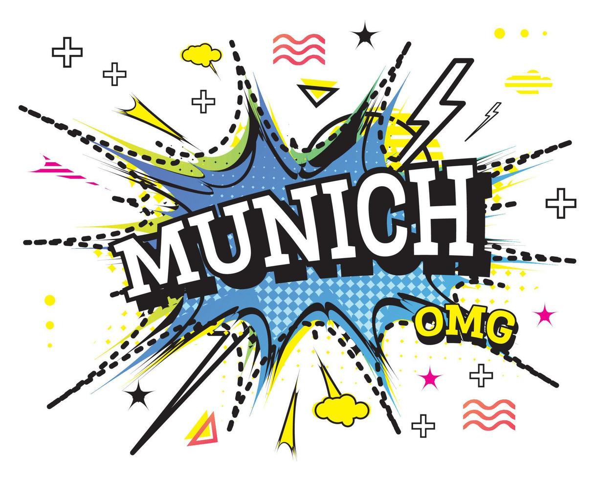 Munich Comic Text in Pop Art Style Isolated on White Background. vector