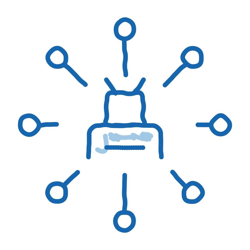 robotic car system doodle icon hand drawn illustration vector