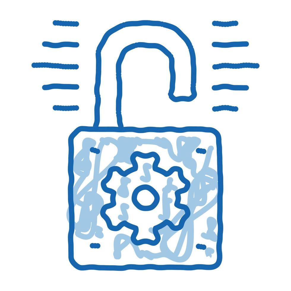 open padlock doodle icon hand drawn illustration vector