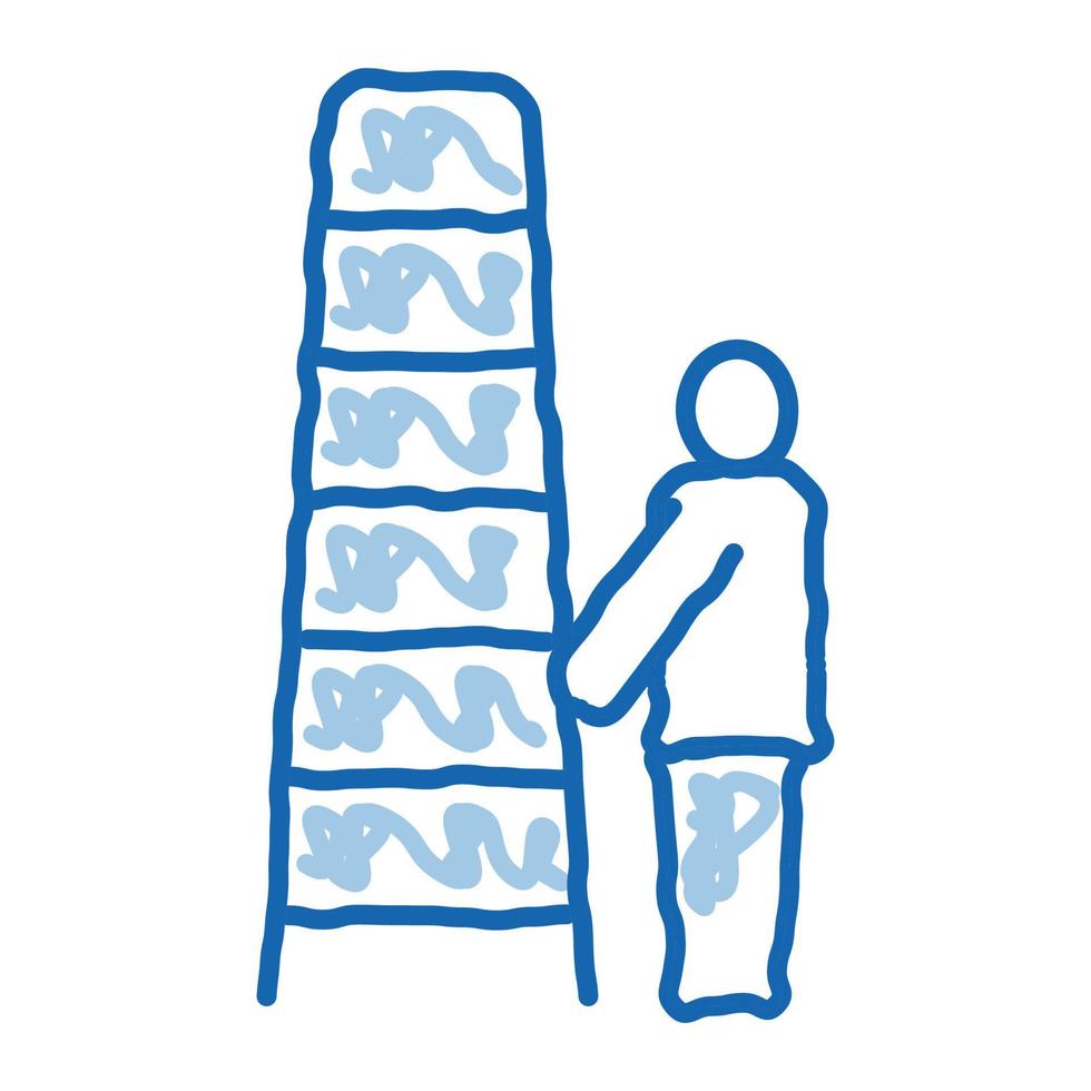 humano con escalera doodle icono dibujado a mano ilustración vector