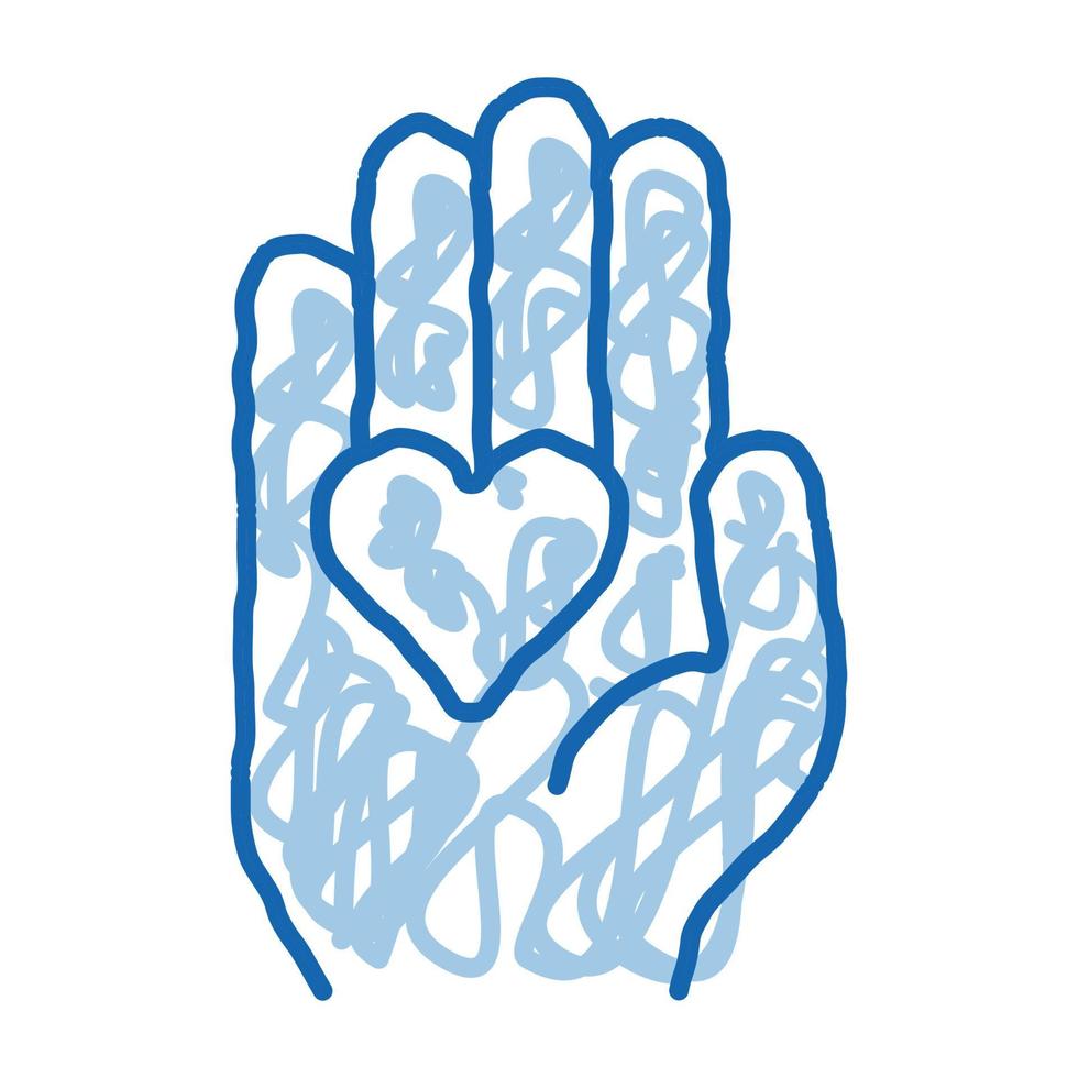 heart on palm doodle icon hand drawn illustration vector