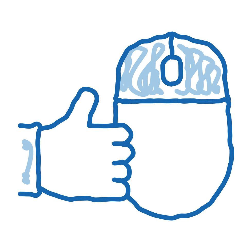 computer mouse and hand gesture good doodle icon hand drawn illustration vector