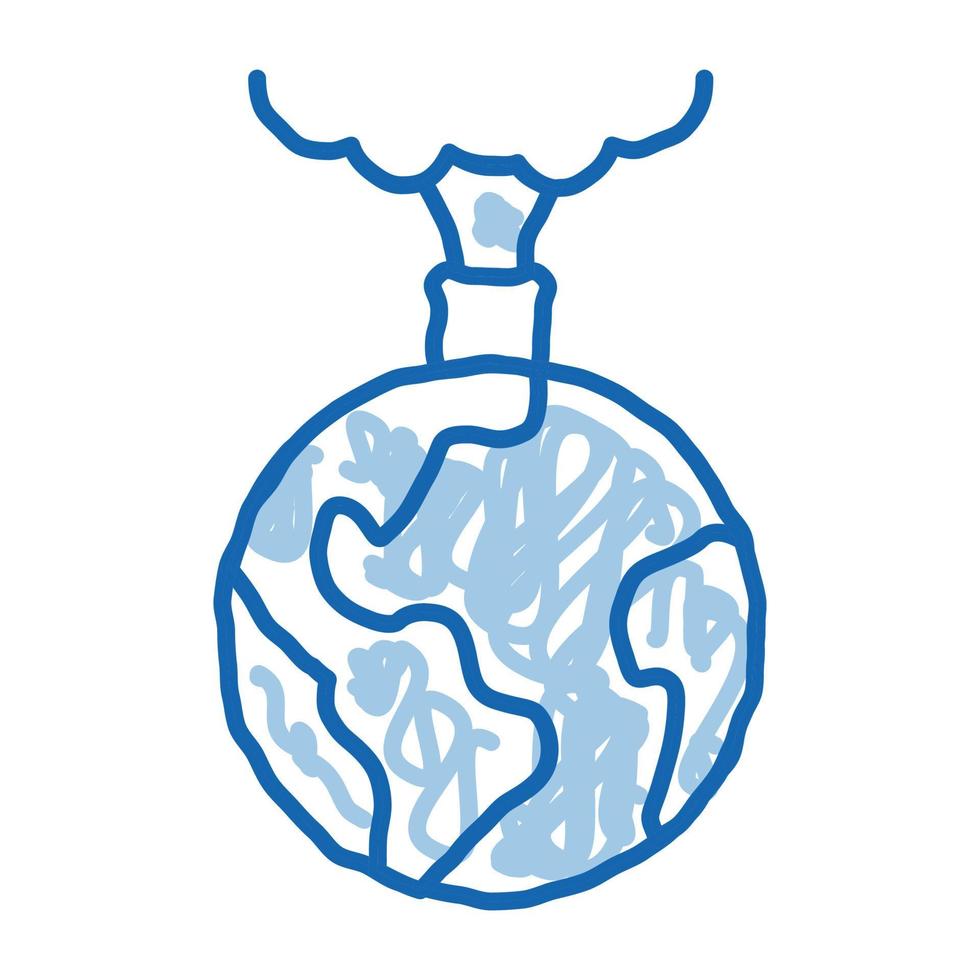 planet pollution doodle icon hand drawn illustration vector
