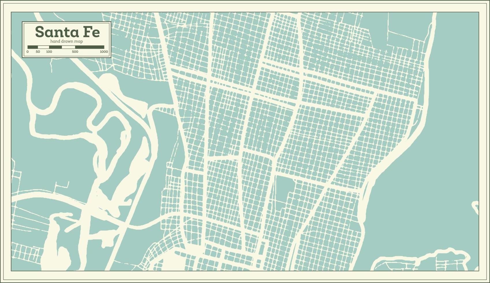 mapa de la ciudad argentina de santa fe en estilo retro. esquema del mapa. vector