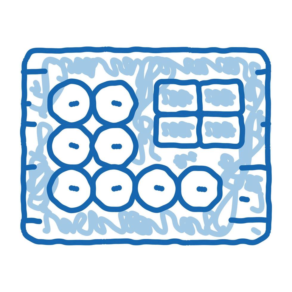 sushi roll set on desk doodle icon hand drawn illustration vector