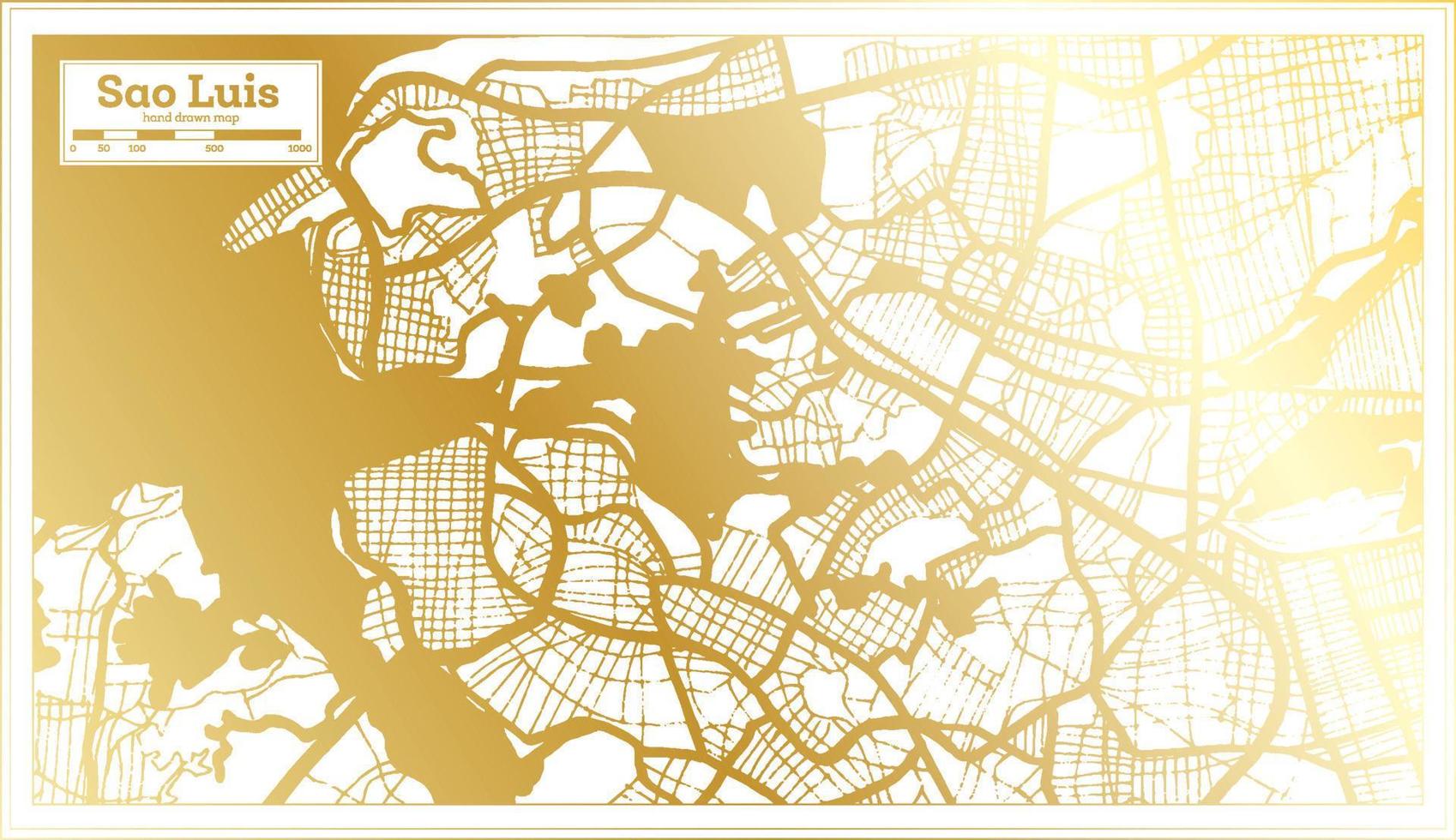Sao Luis Brazil City Map in Retro Style in Golden Color. Outline Map. vector