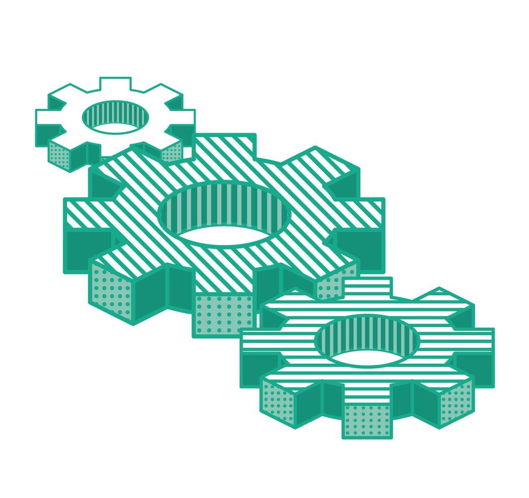Three Gears Isolated on White. Teamwork Concept. vector