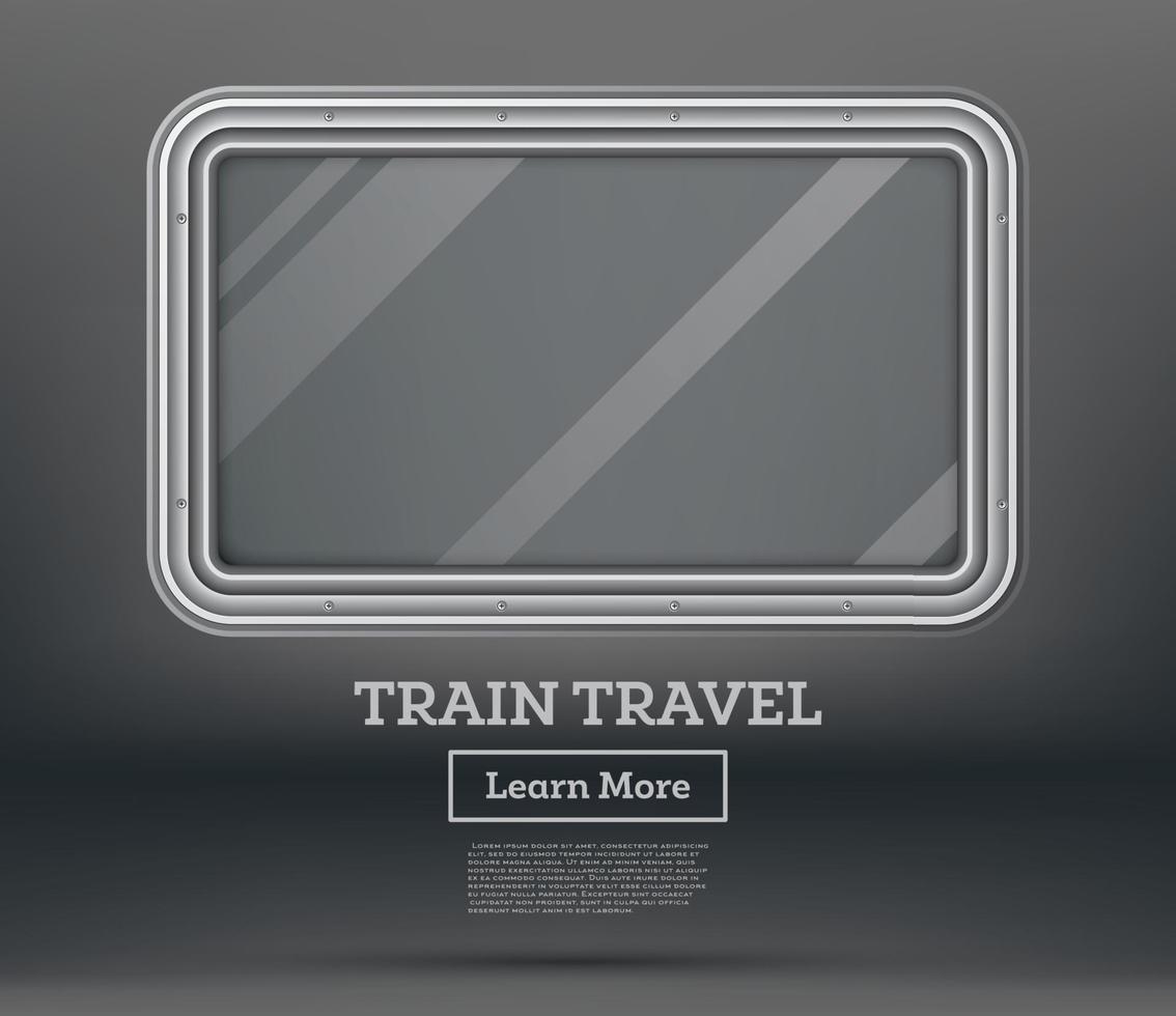 Train Travel. Tourism Concept. Empty Train Window on Gray Background. vector
