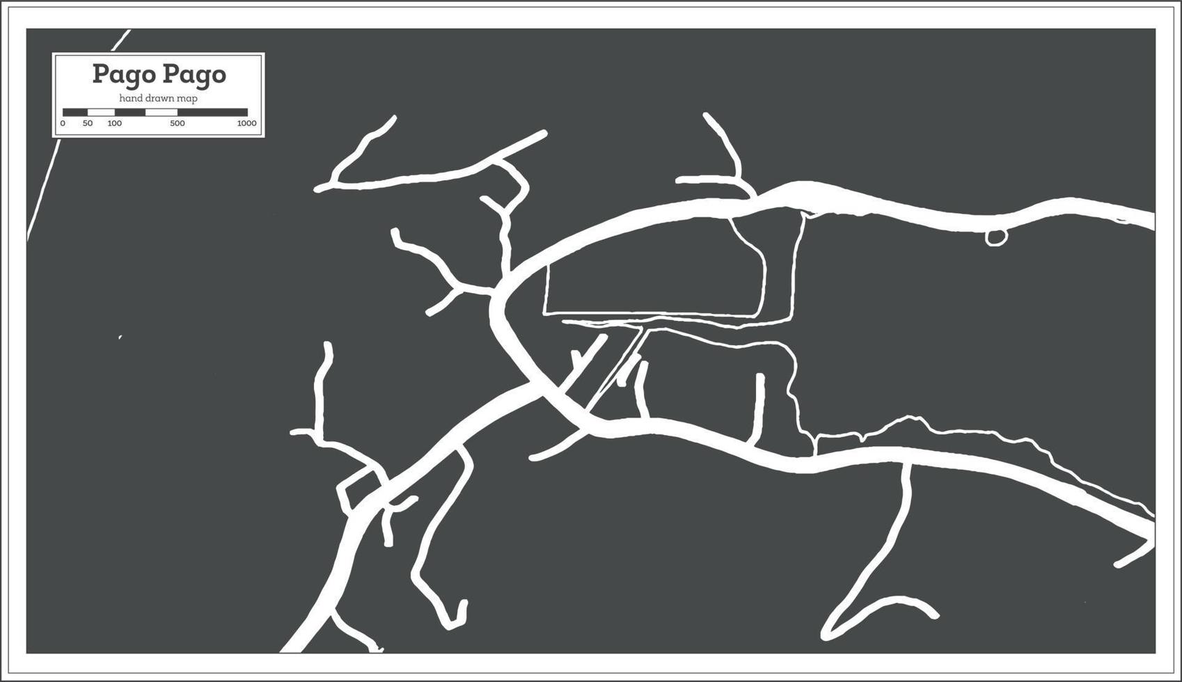 Pago Pago American Samoa City Map in Black and White Color in Retro Style. vector