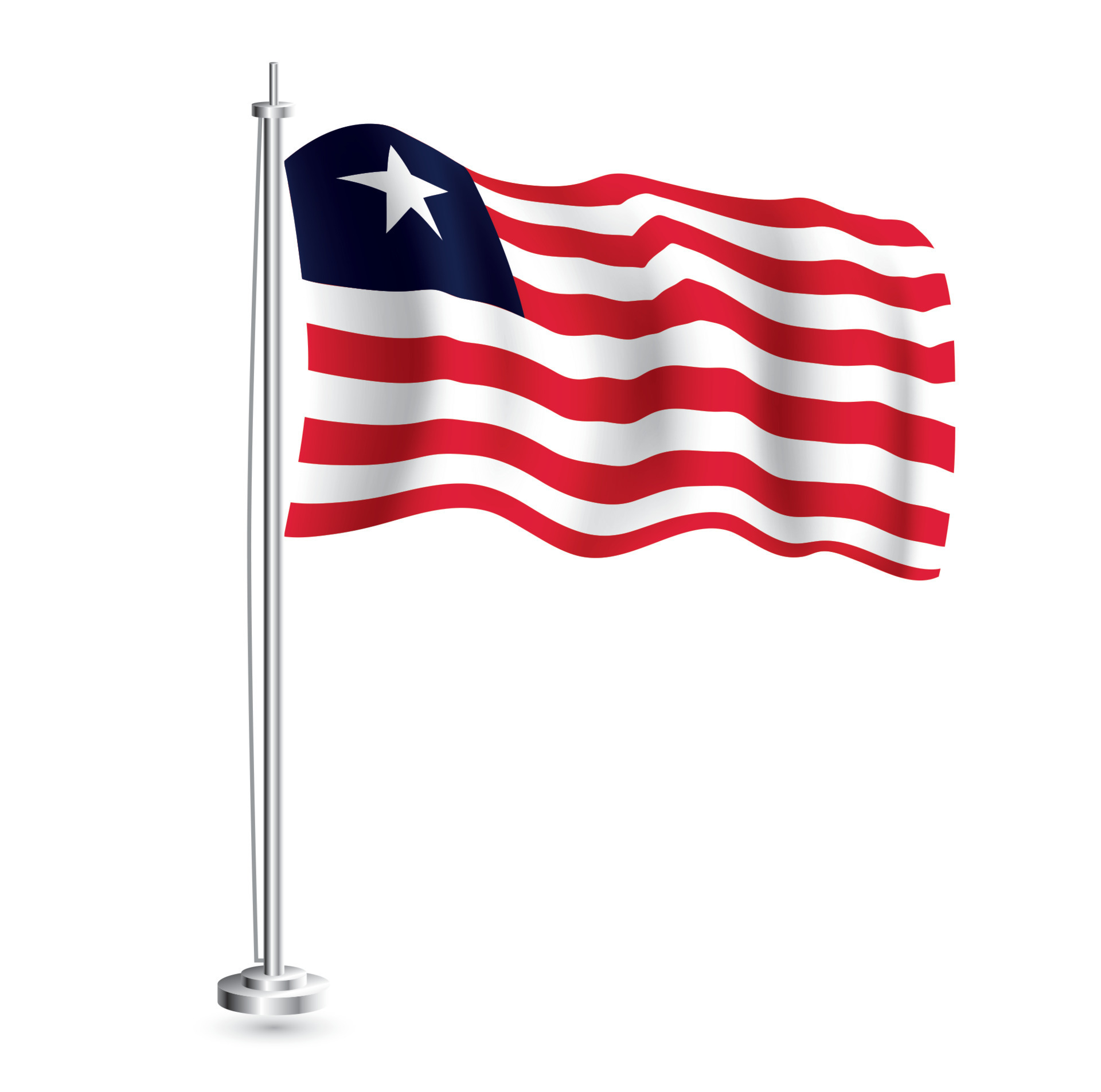 Liberian Flag. Isolated Realistic Wave Flag of Liberia Country on