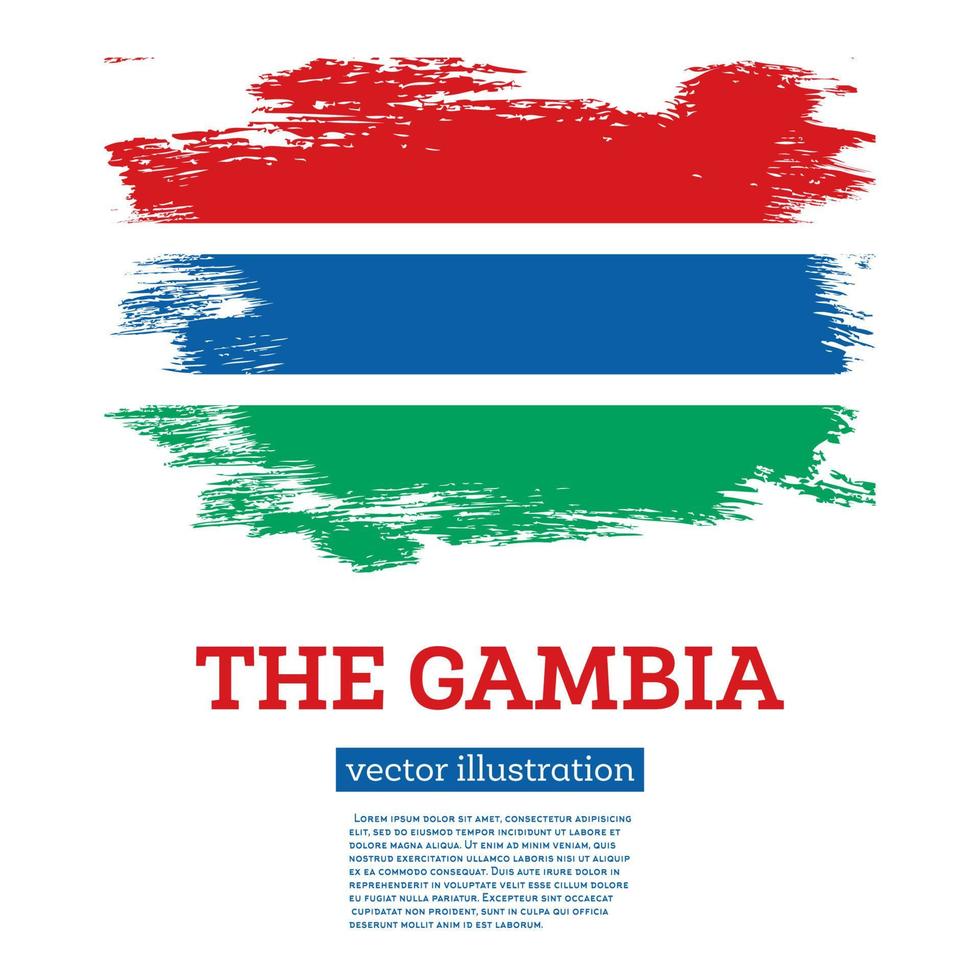 la bandera de gambia con pinceladas. día de la Independencia. vector