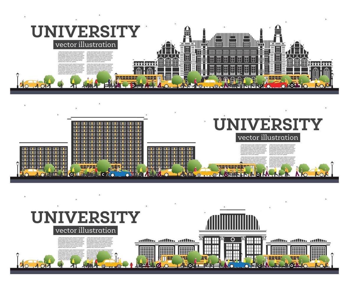 University Campus Set. Study Banners Isolated on White. vector