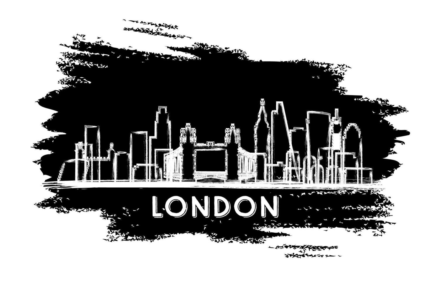 London UK City Skyline Silhouette. Hand Drawn Sketch. vector