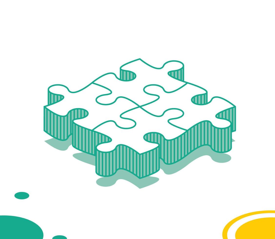 Isometric Puzzle on White Background. Four Puzzle Pieces. vector