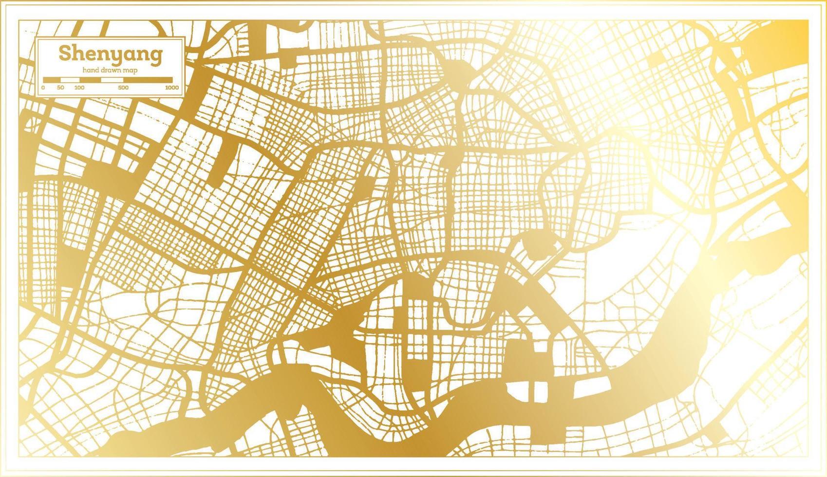 Shenyang China City Map in Retro Style in Golden Color. Outline Map. 17797922 Vector Art at Vecteezy