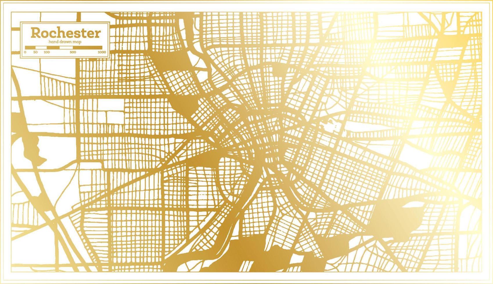 Rochester USA City Map in Retro Style in Golden Color. Outline Map. vector