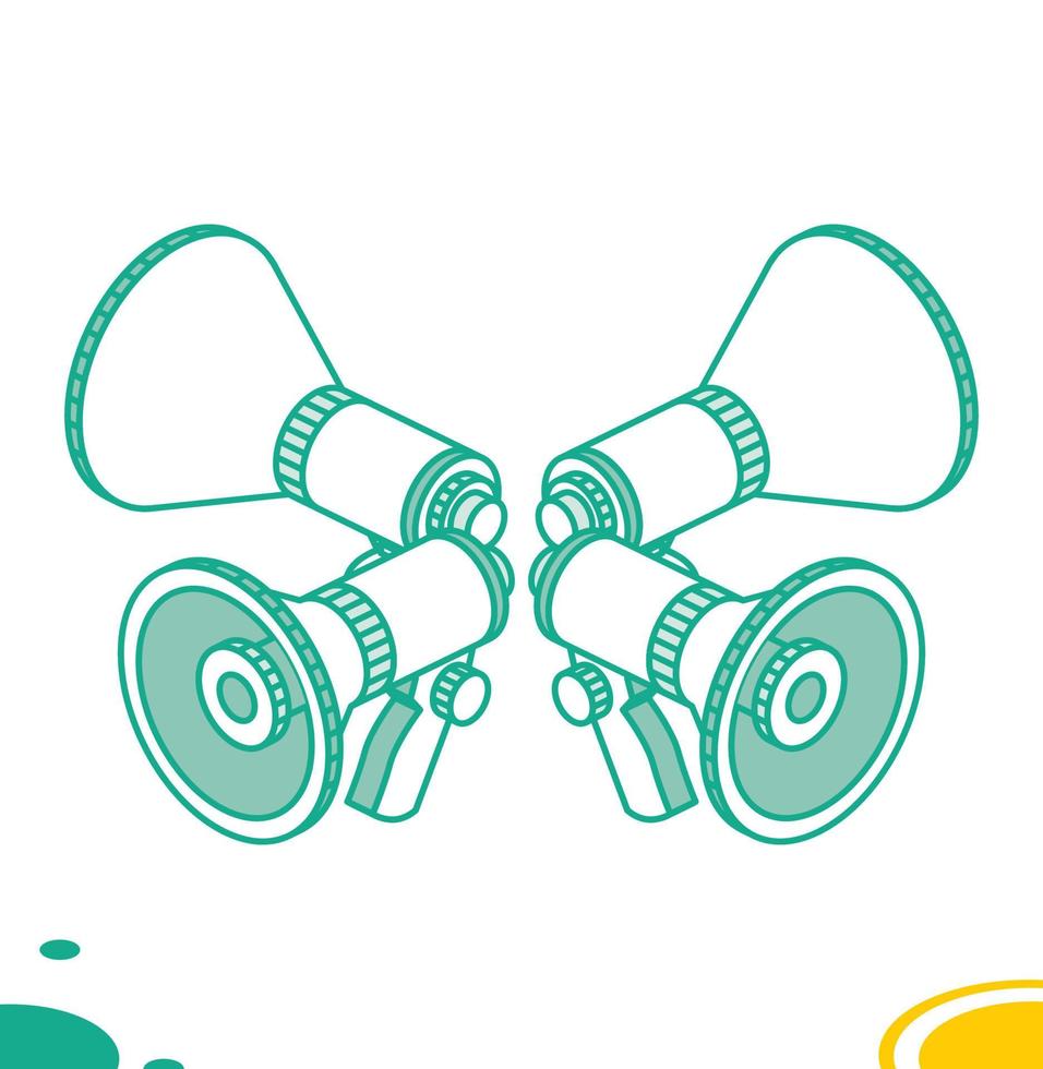Megaphone or Horn Loudspeaker Icons. vector
