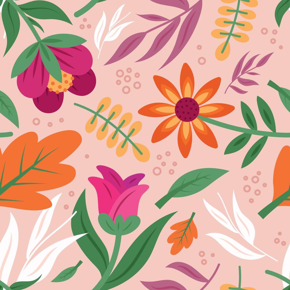 Floral Flat Seamless Pattern Background vector