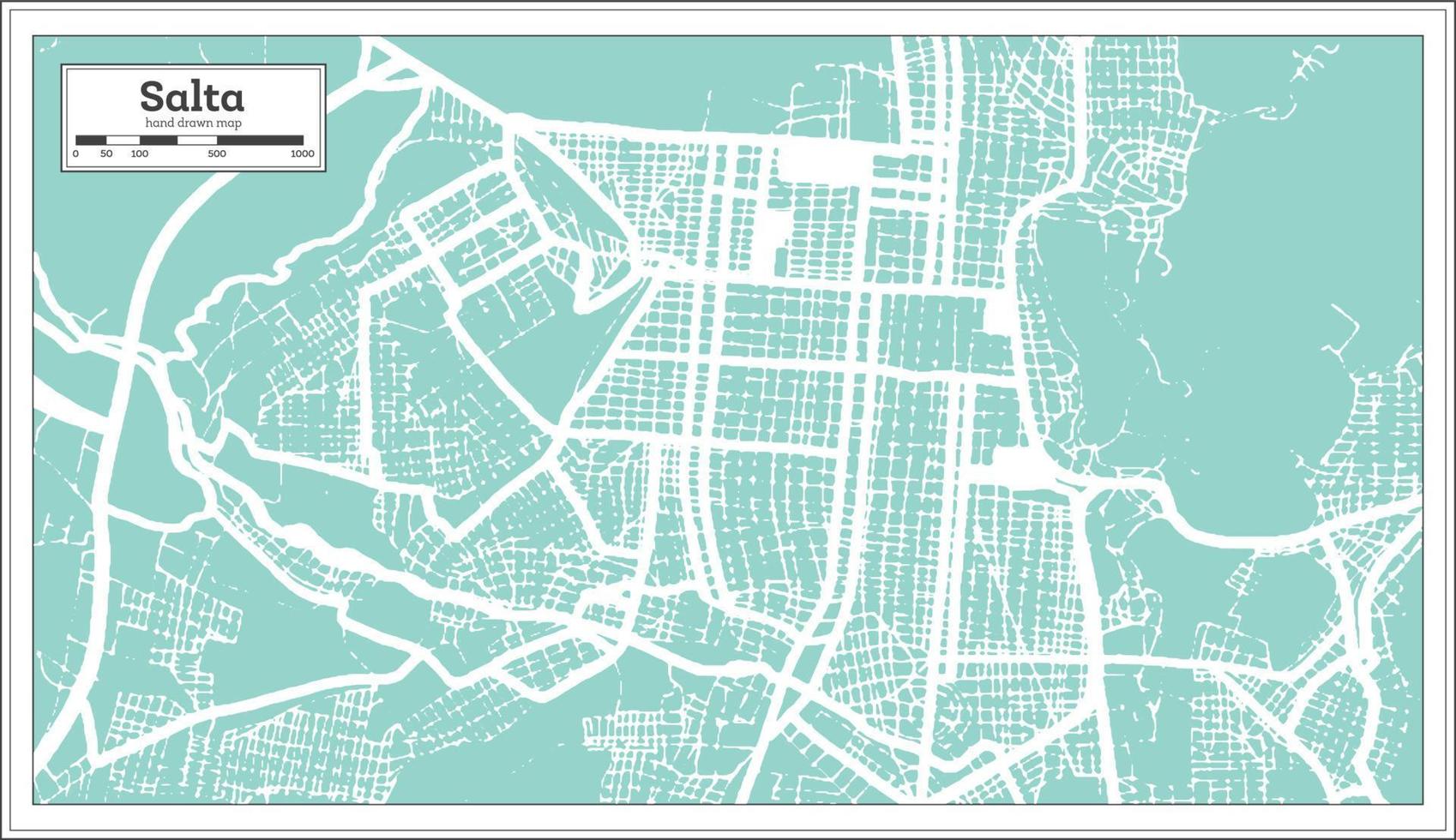 mapa de la ciudad de salta argentina en estilo retro. esquema del mapa. vector