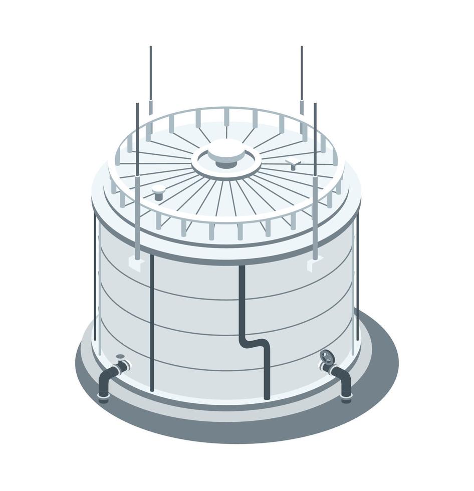 tanque de petróleo crudo industrial grande isométrico aislado sobre fondo blanco. vector