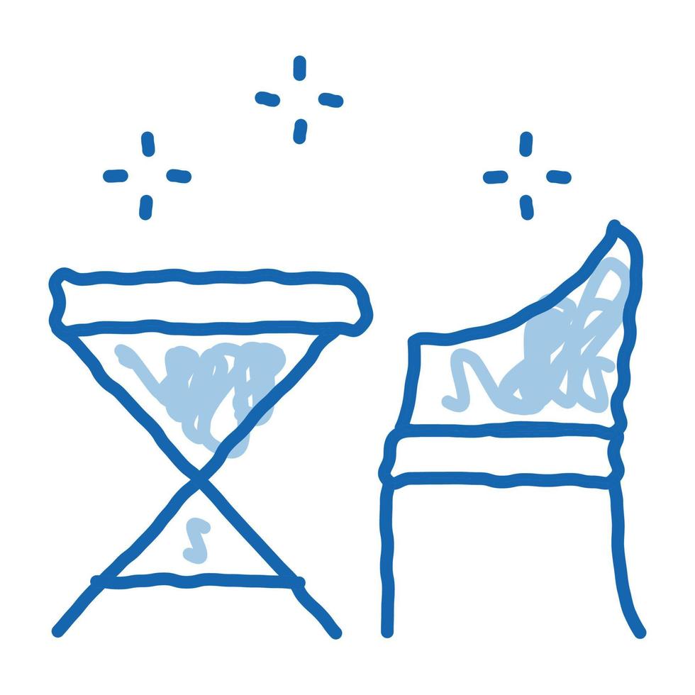 table and chair doodle icon hand drawn illustration vector