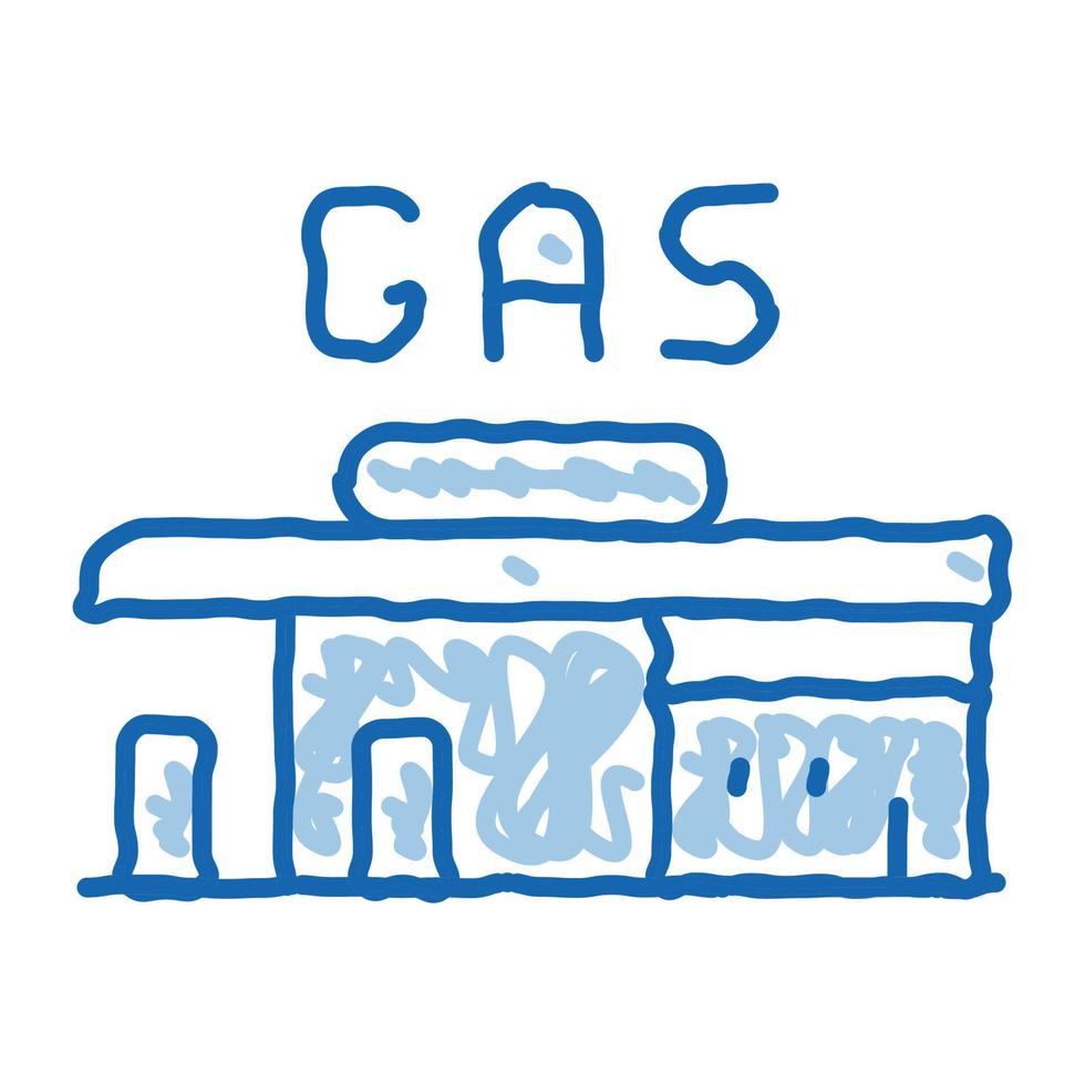 gas station doodle icon hand drawn illustration vector