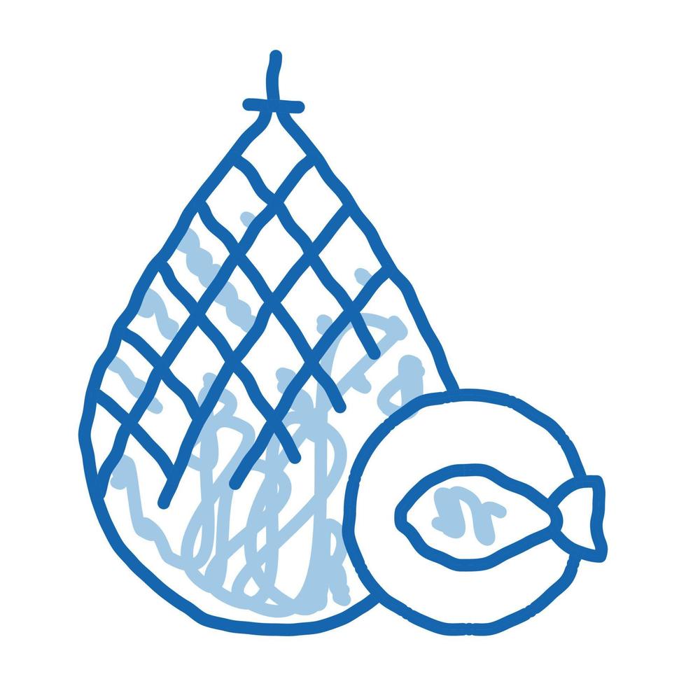 fish in net doodle icon hand drawn illustration vector