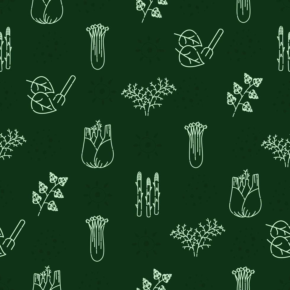 Greenery and herbs, seamless pattern vector