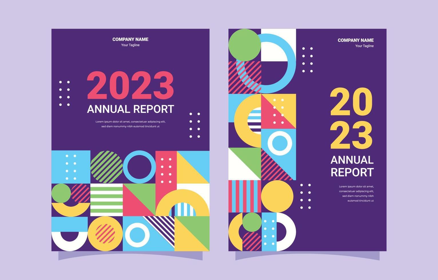 conjunto de portada de informe anual plana vector