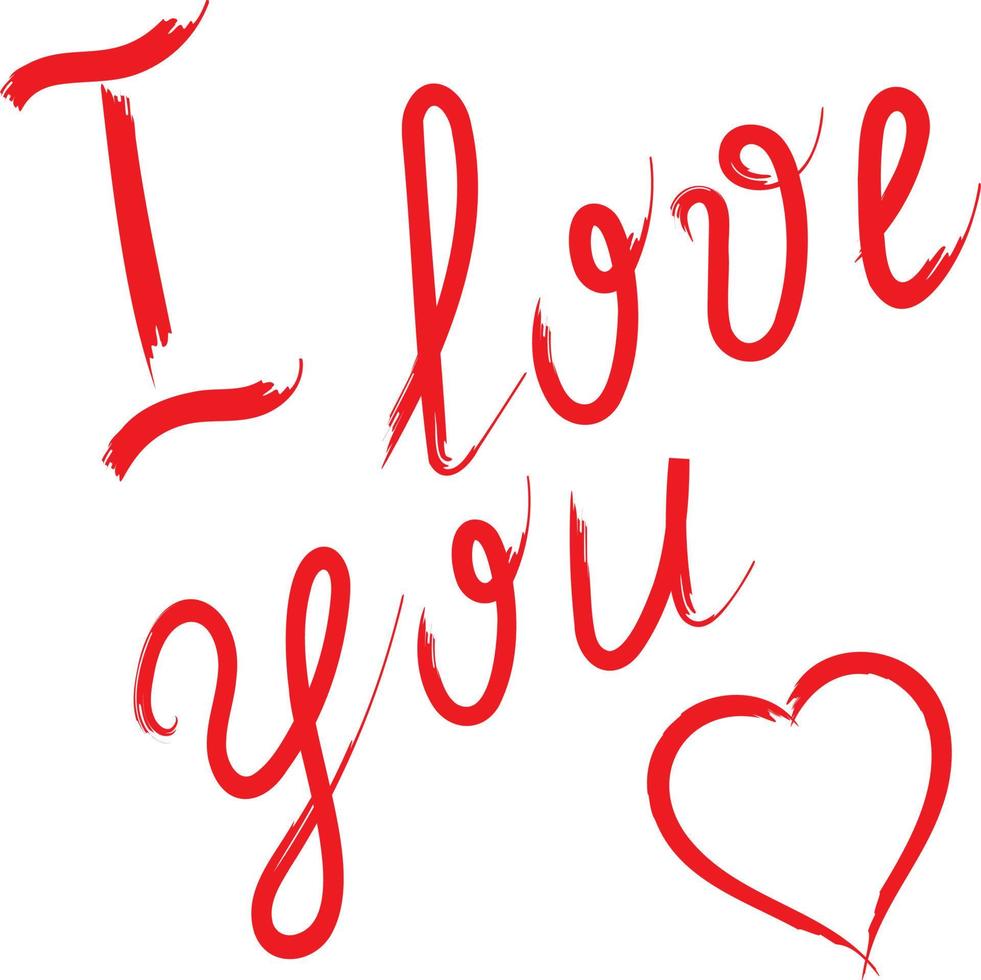 I love you hand drawn romantic calligraphy lettering for design. vector