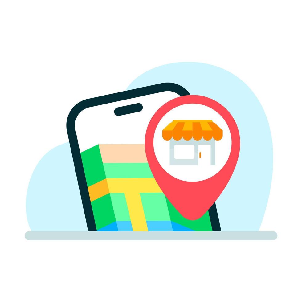 find nearest store location with smartphone concept illustration flat design vector eps10. modern graphic element for landing page, empty state ui, infographic, icon