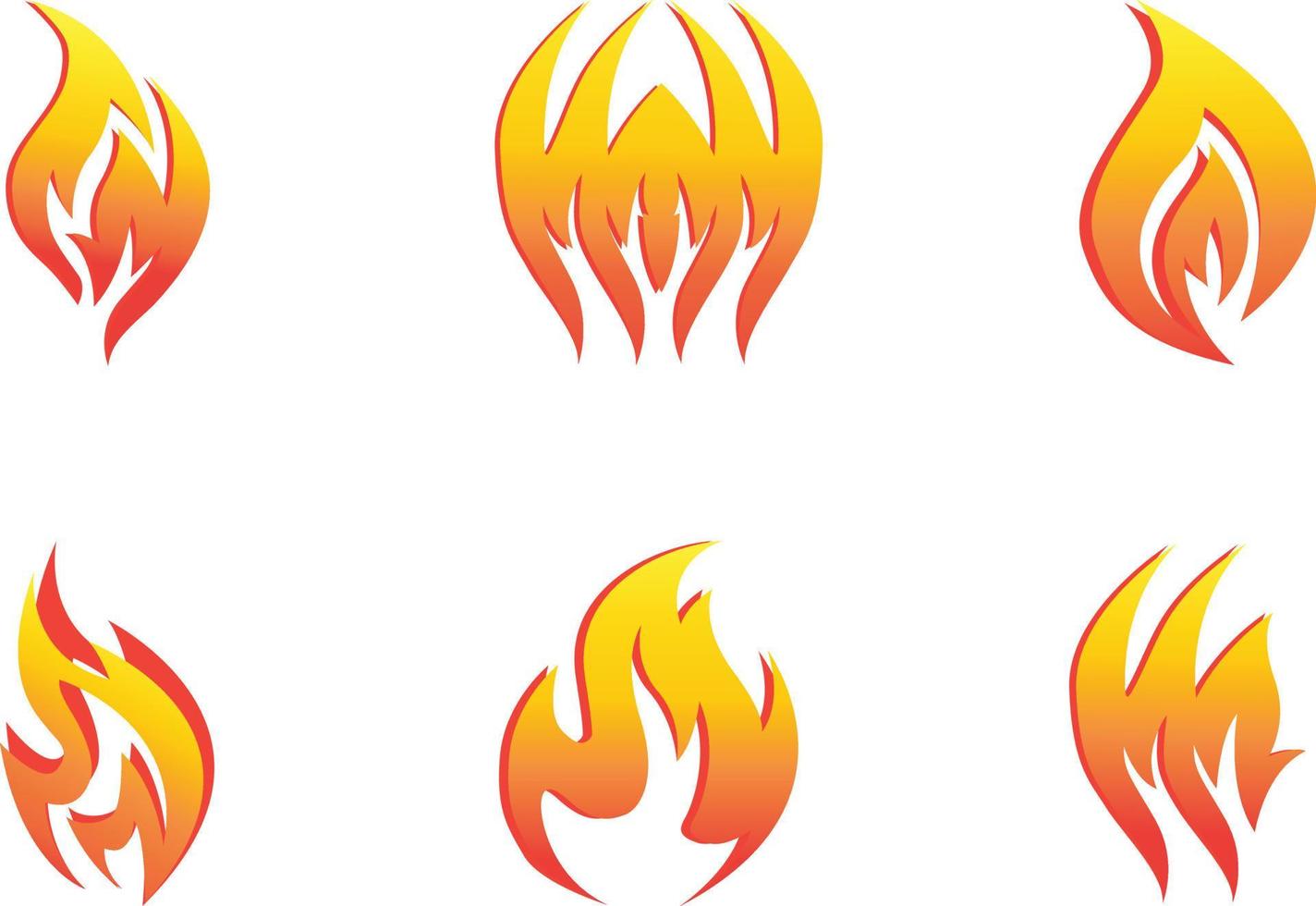Fire flames, set icons, illustration vector art