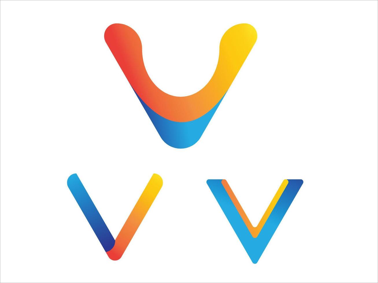 logotipo v, logotipos de empresa de concepto de elementos abstractos, conjunto de colección de letras v diseño de vector de icono de símbolo de logotipo de empresa azul