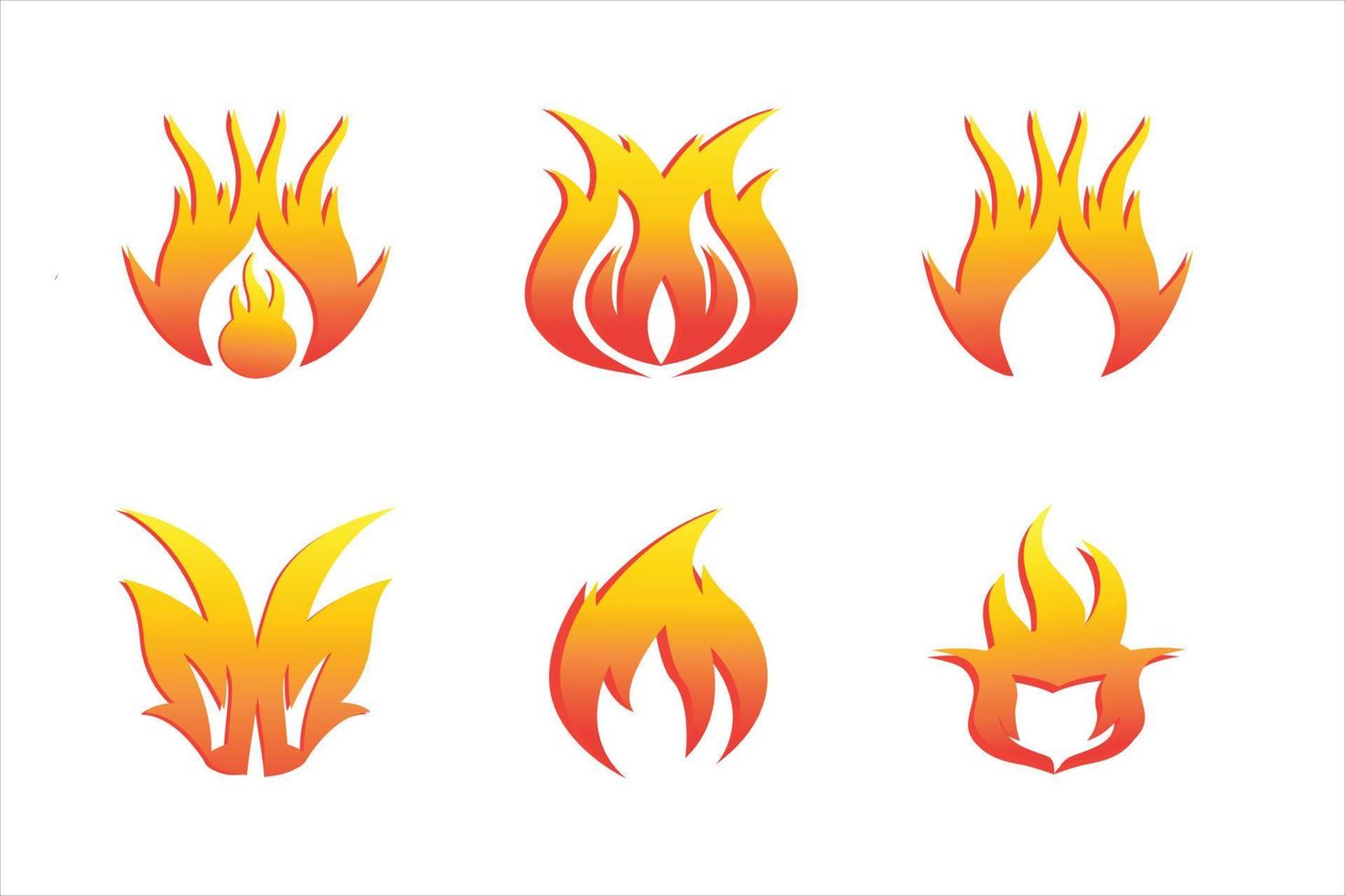 conjunto de iconos de llama de fuego vector
