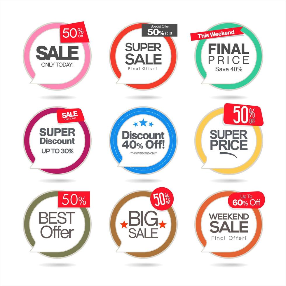 Modern sale sticker and tag colorful vector collection