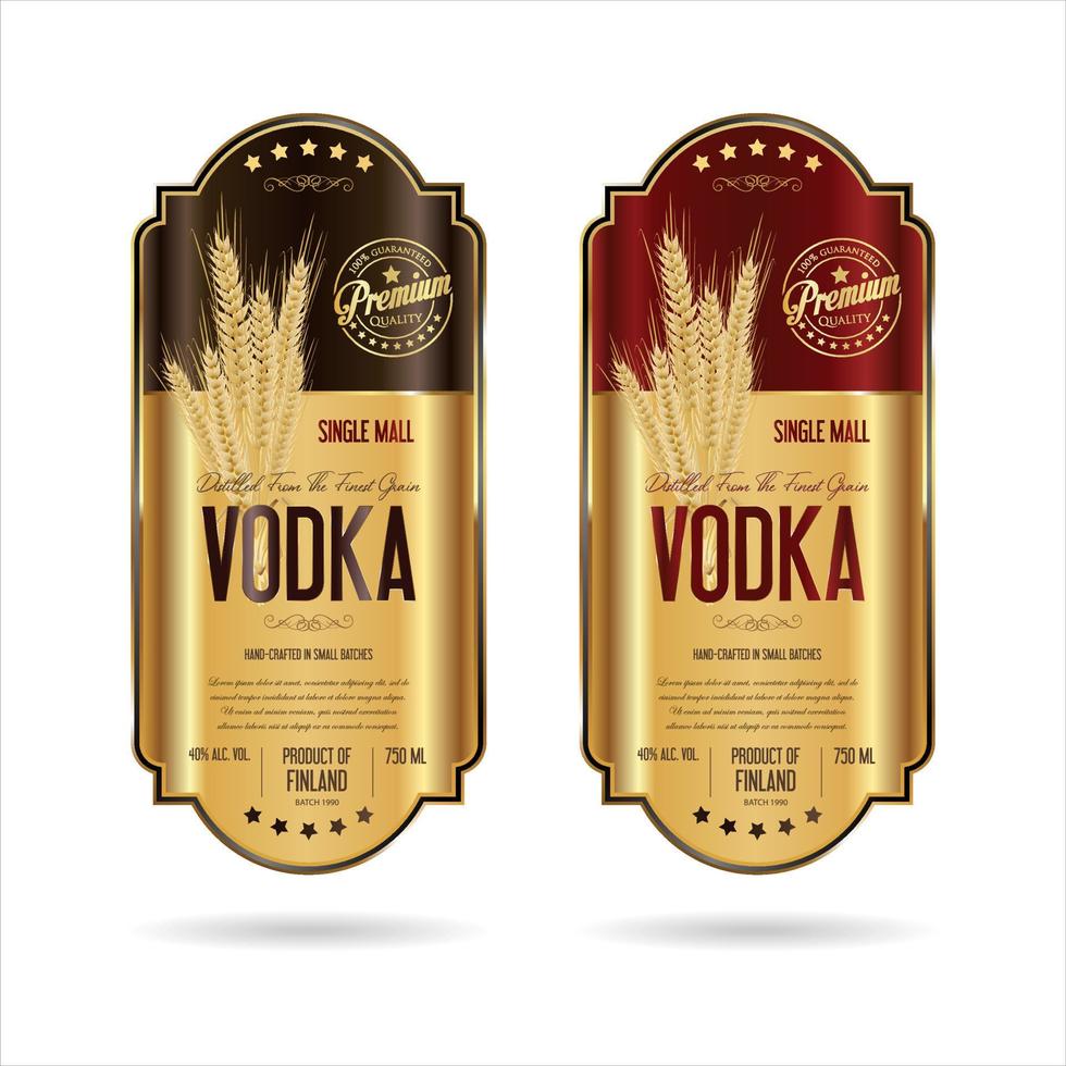 etiquetas para vodka con ilustración vectorial de trigo vector