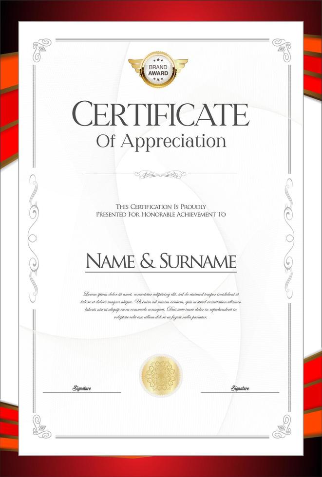 Colorful retro design certificate or diploma template vector