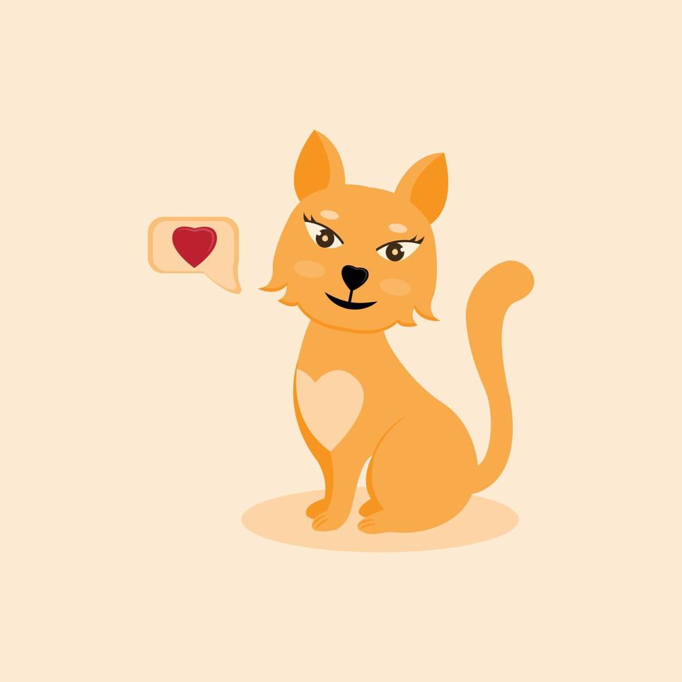 vector lindo gato sonrisa color naranja