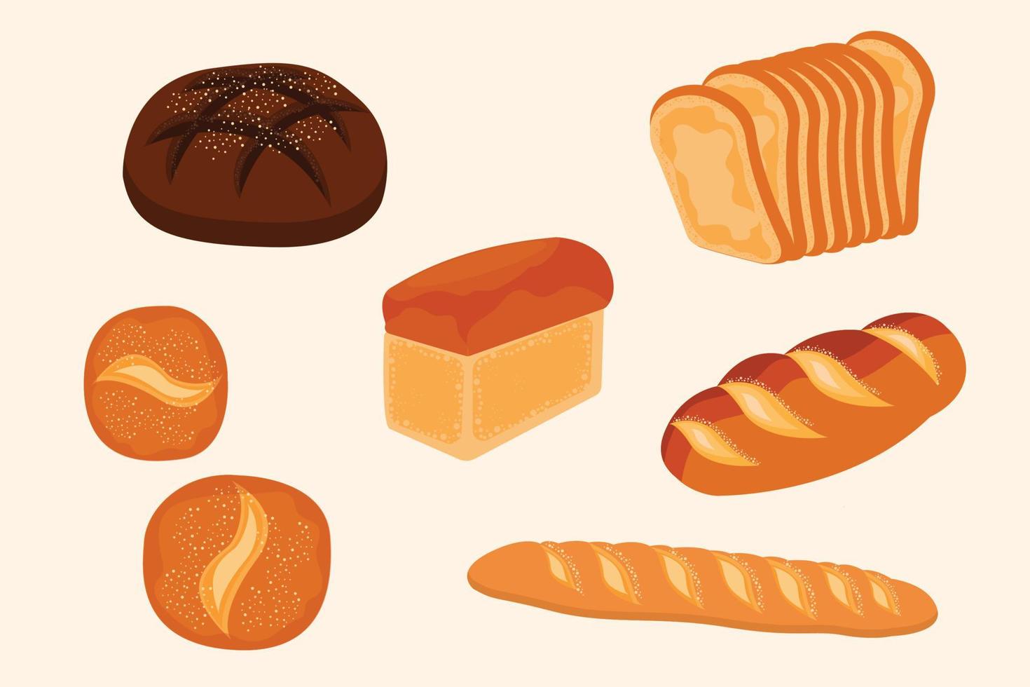 vector bread of different shapes and flavors